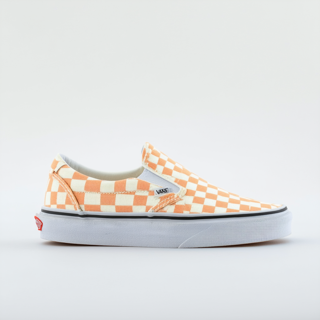 Vans Unisex Color Theory Classic Slip On Checkerboard Trainer Bleached Apricot-Apricot-8