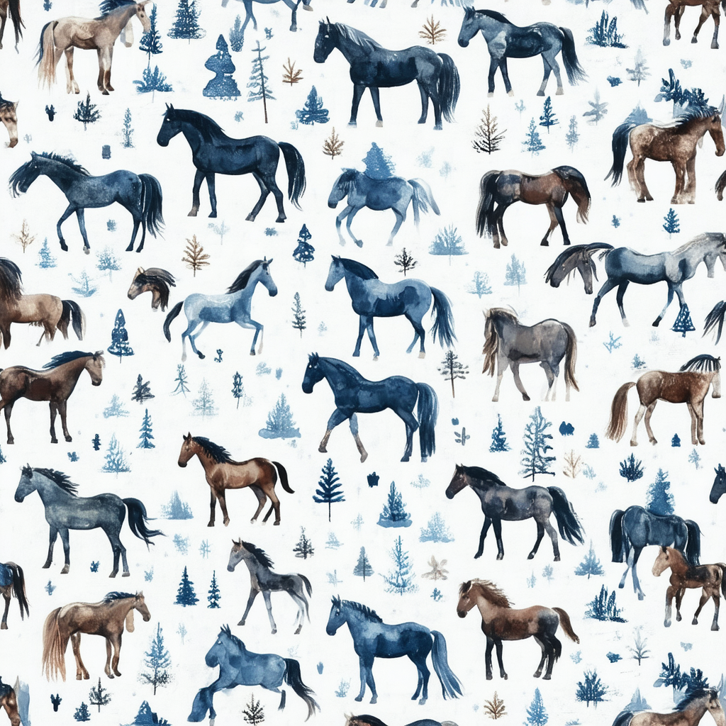 The Mountain Kid's Little Find 13 Horses, Blue, X-Large