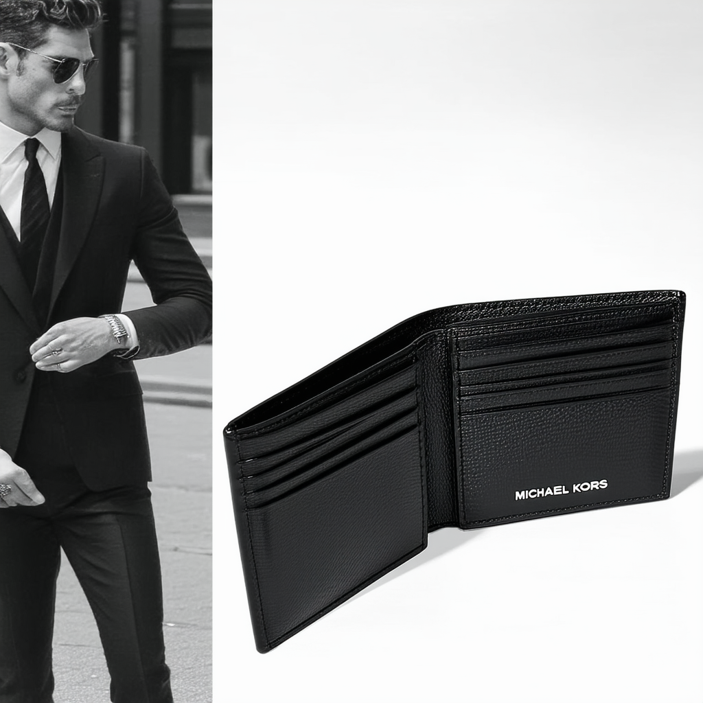 Michael Kors men's trifold wallet black