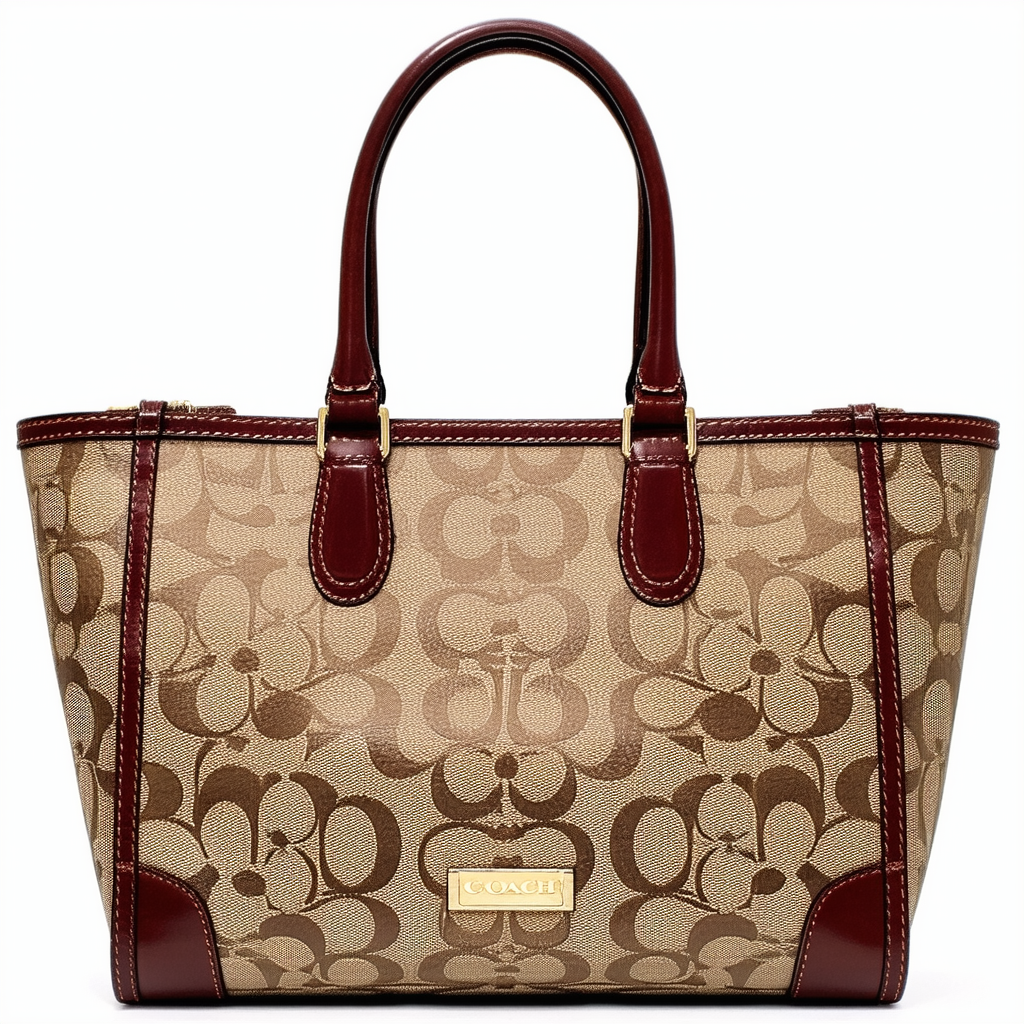 Coach SOHO East West Signature BUCKLE TOTE 18750 Khaki Mahogany SKHMA