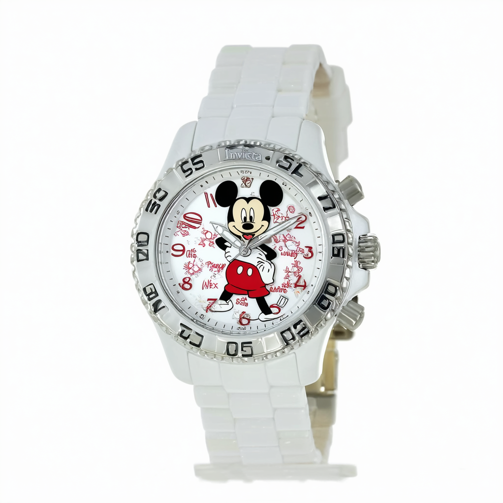 Invicta Woman's 38mm Disney Micky Mouse White Silver Quartz Limited Edition Watch (Model: 33231)