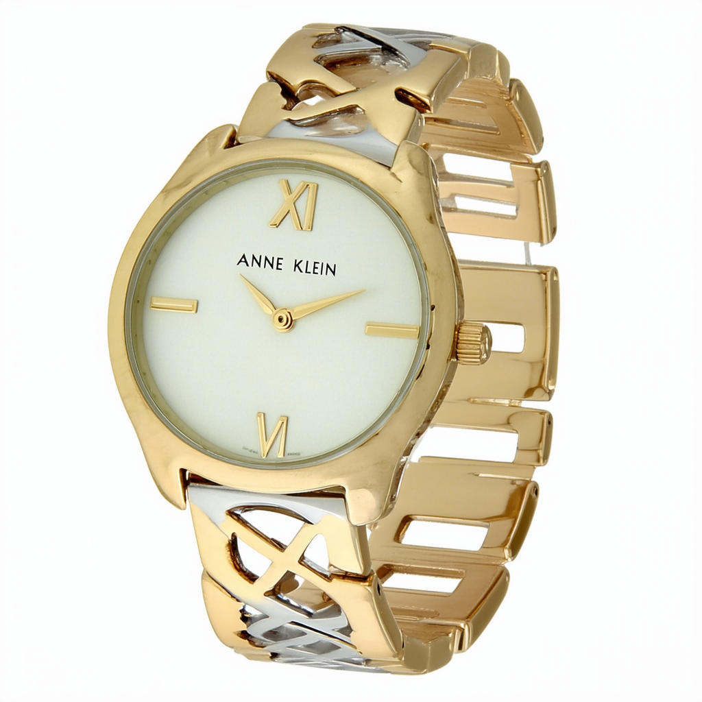 Anne Klein Women's 109367SVTT Two-Tone X Shape Bangle Bracelet Watch
