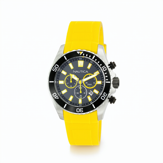 Nautica Men's N20063G NST 500 Yellow Polyurethane and Grey Dial Watch