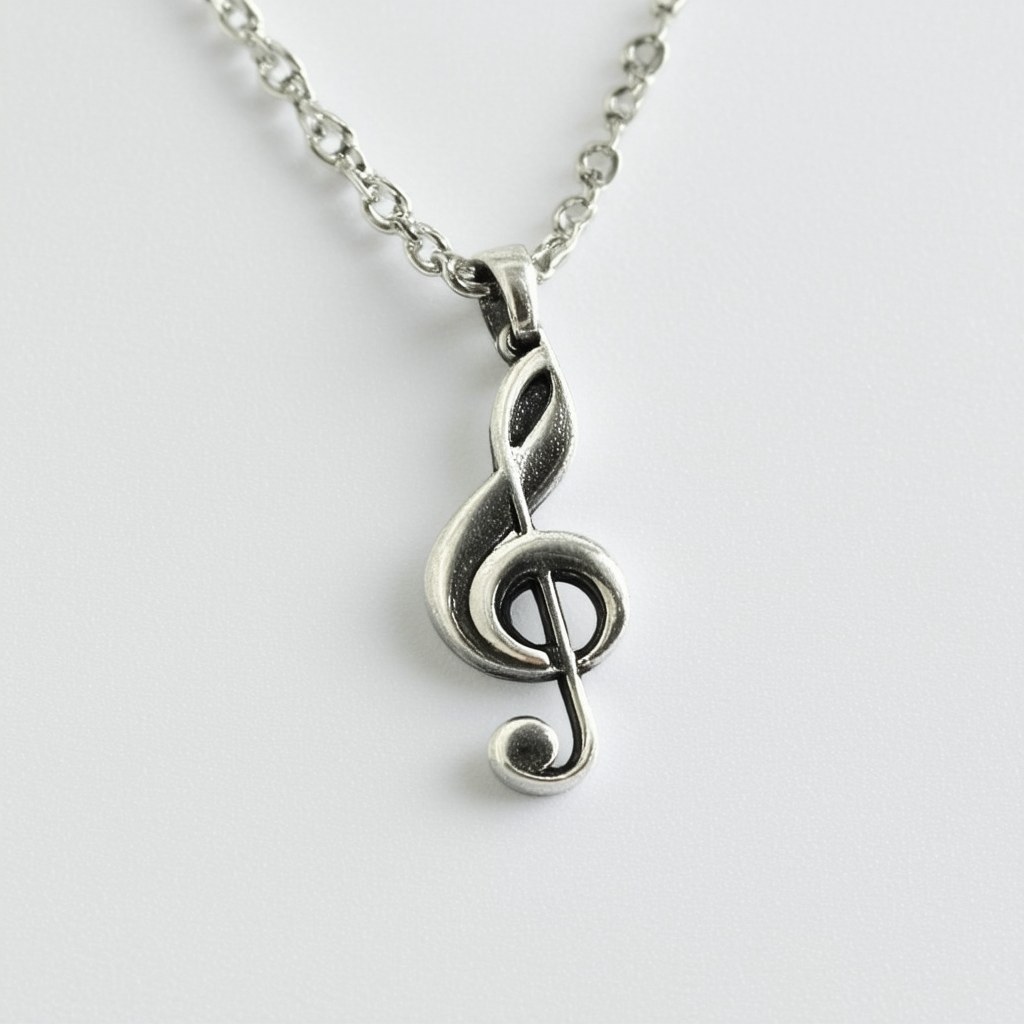 Amazon Collection Bob Siemon Plated Pewter Music Note Pendant Necklace, 18"