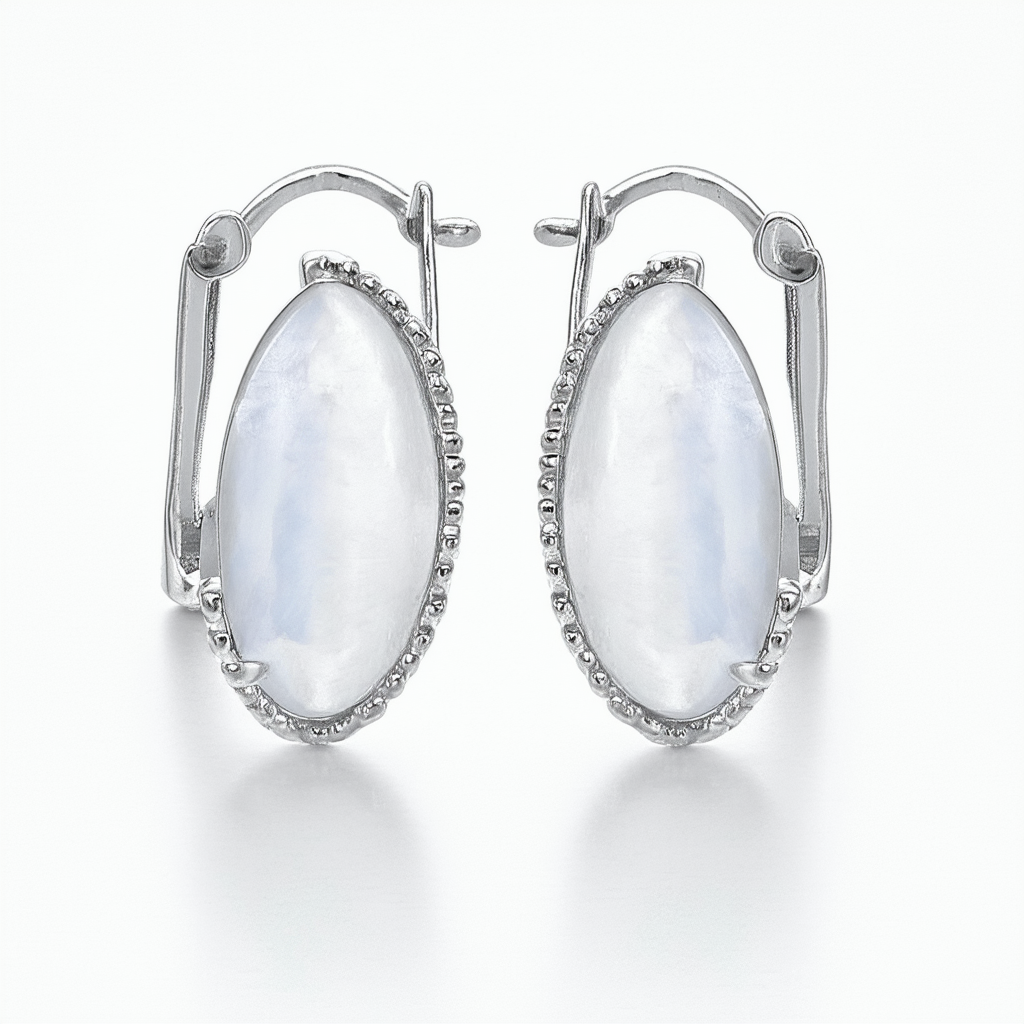 Amazon Collection Sterling Silver Oval Marquis Drop Earrings