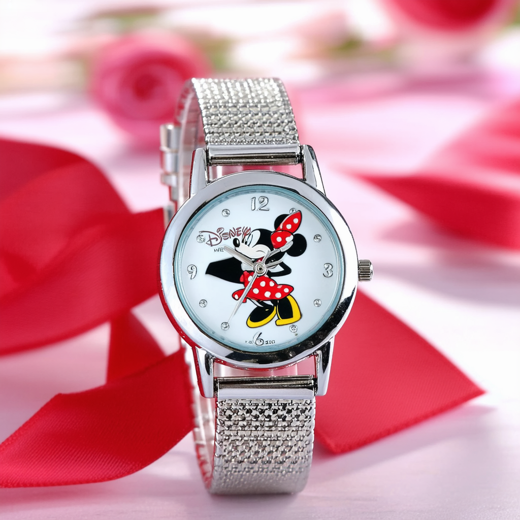 Disney Women's MCK626 Minnie Mouse Silver-Tone Expansion Band Watch