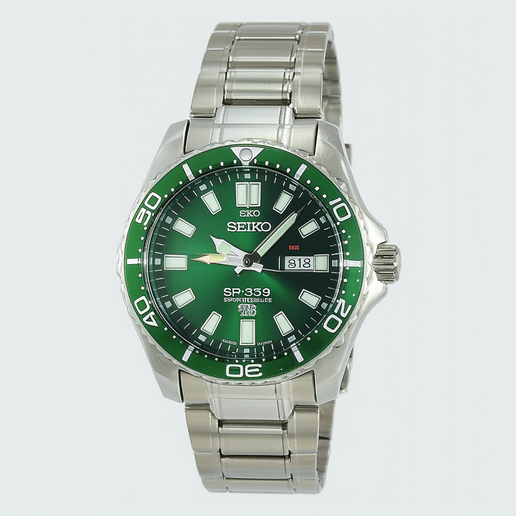 Seiko SRP349 Men's 5 Sports Green Dial Stainless Steel Automatic Watch