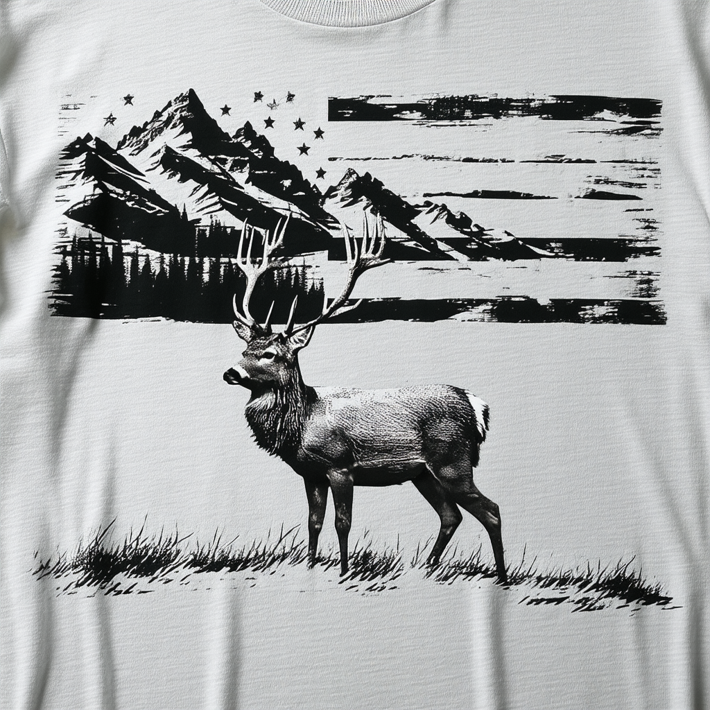The Mountain Mens Deer Flag Short Sleeve T-Shirt