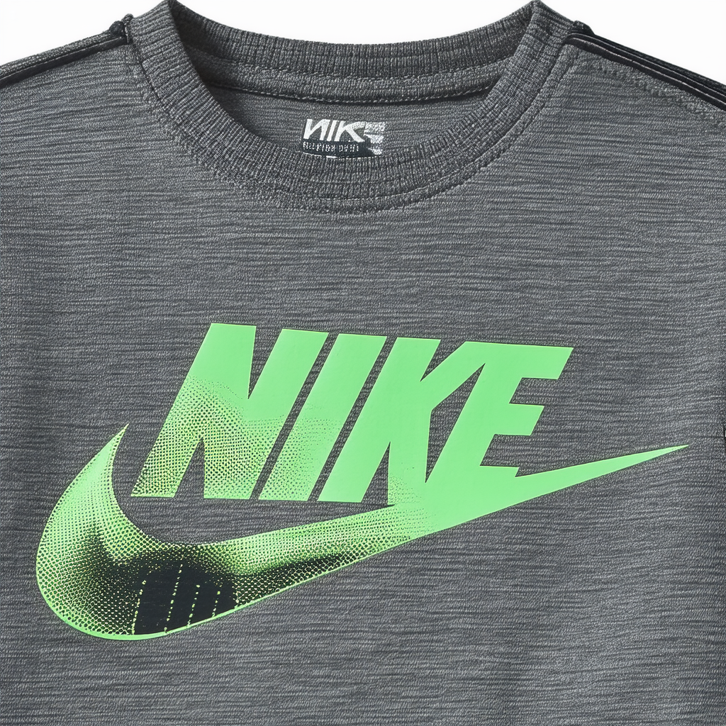 Nike Children's Apparel Boys' Little Graphic T-Shirt, Dark Grey Heather/Green, 4