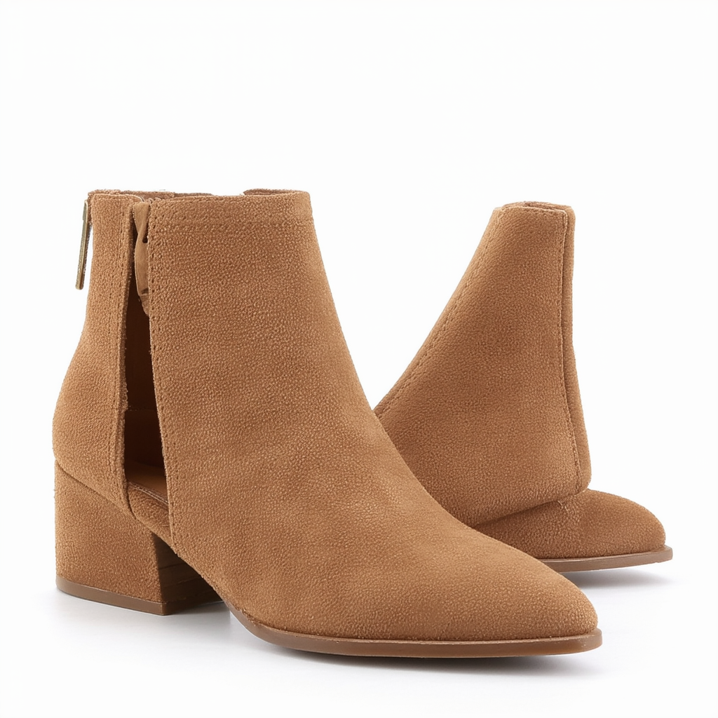 Qupid Sochi-113x Womens Side Cut Booties Tan Burnish Pu Size 6.5