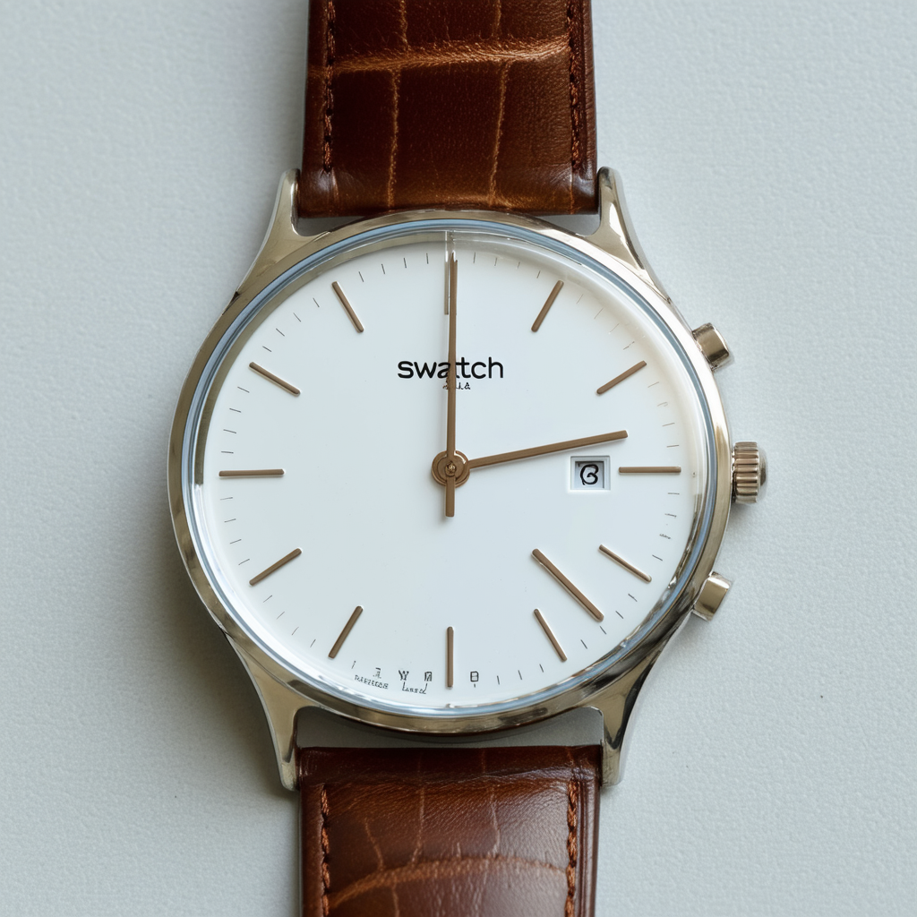 Swatch Piastrella Lady Swiss Quartz Watch with Leather Strap