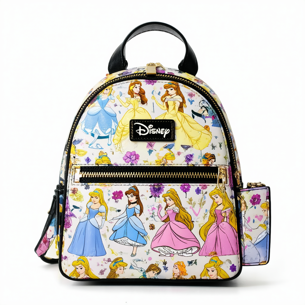 Loungefly Disney Princess Sidekicks All Over Print Mini Backpack Bag Wallet