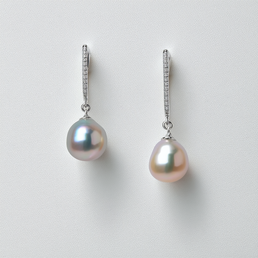 Amazon Collection Sterling Silver Tahitian Cultured Pearl Chain Drop Earrings