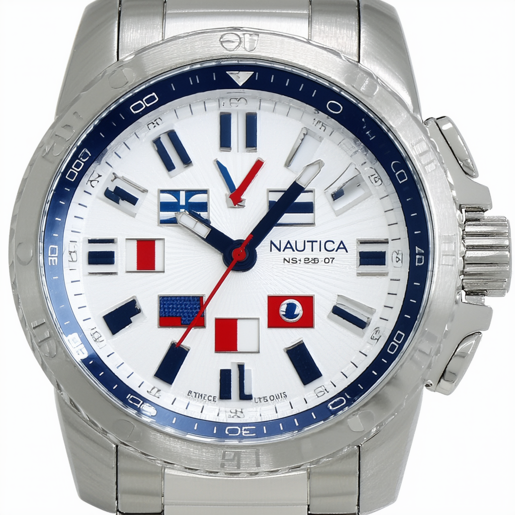 Nautica Men's N12627G NST 07 Flags Stainless Steel Watch