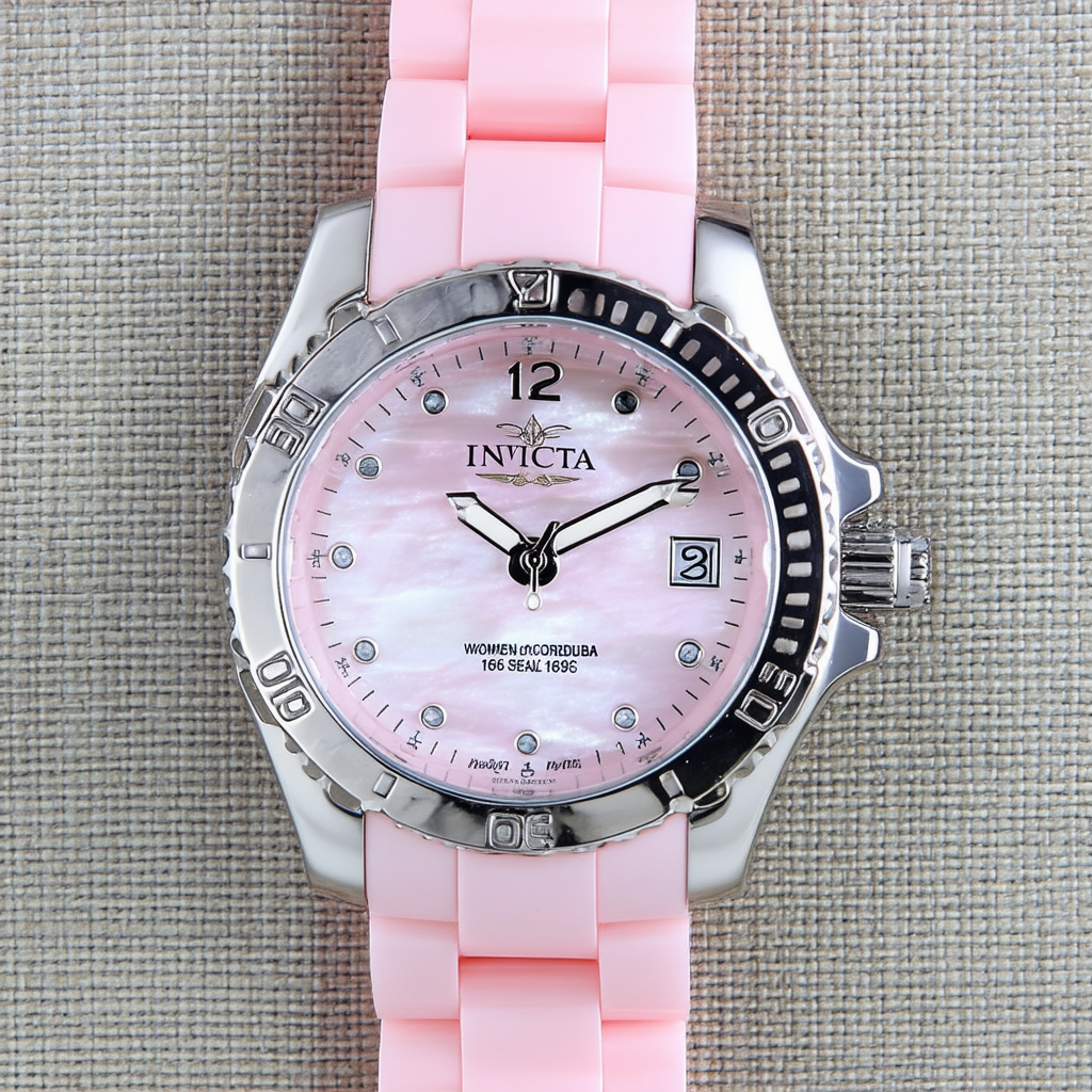 Invicta Women's 1698 Corduba Mother-Of-Pearl Dial Pink Polyurethane and Stainless Steel Watch