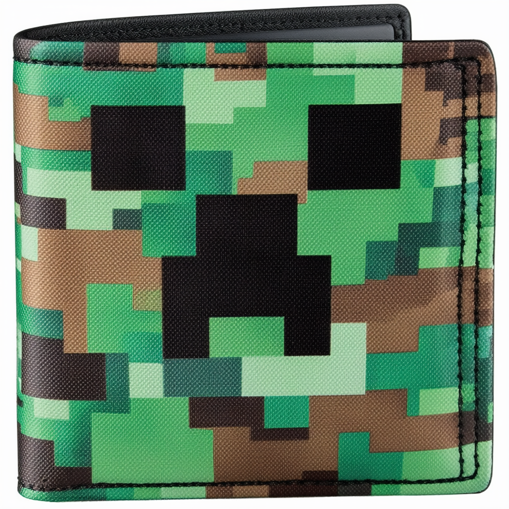 Minecraft Creeper Camo Nylon Tri-Fold Wallet Multi-Colored Licensed
