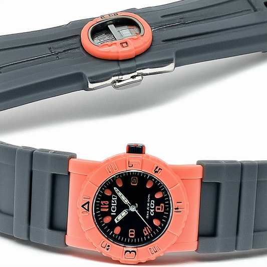 Activa By Invicta Unisex AA400-021 Black Digital Dial Salmon and Charcoal Grey Polyurethane Watch