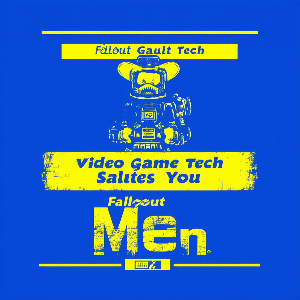Fallout Video Game Vault Tech Salutes You Men's Royal Blue Graphic Tee-S