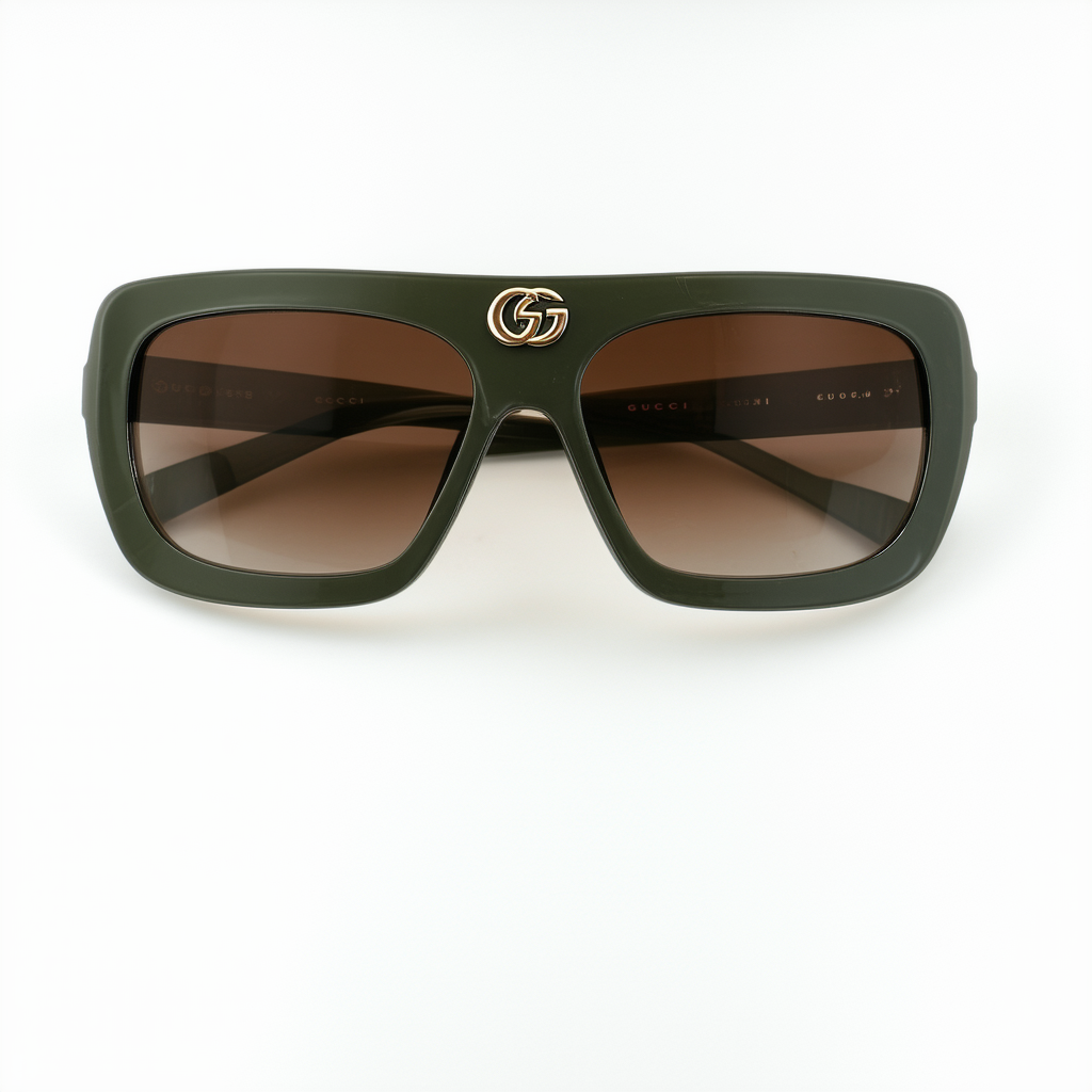 Gucci 1001 (0806EJ) Dark Olive w/ Brown Lens 64mm