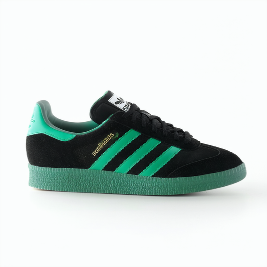adidas Originals Men's Samoa Retro Sneaker,Black/Shock Green/White,15 M US