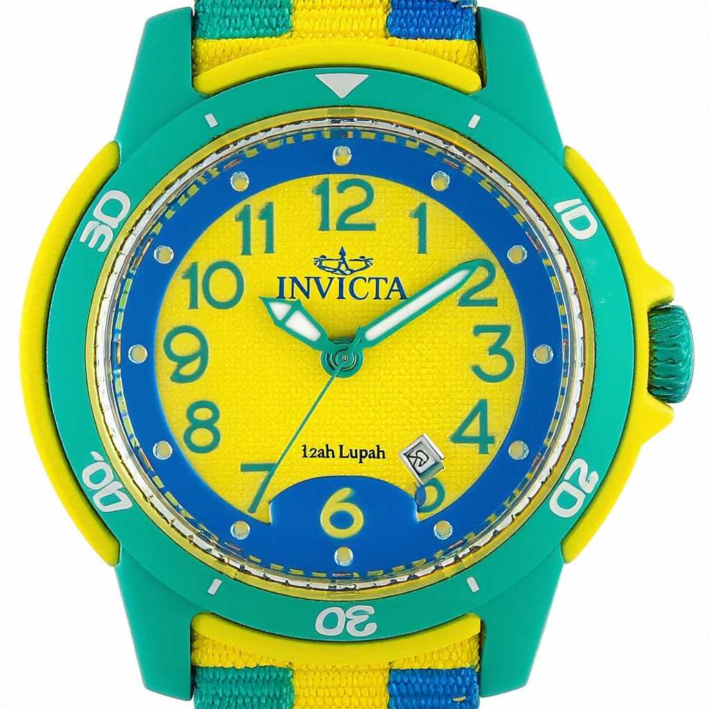 Invicta Women's 12276 Lupah Yellow Dial Blue and Green Canvas Watch