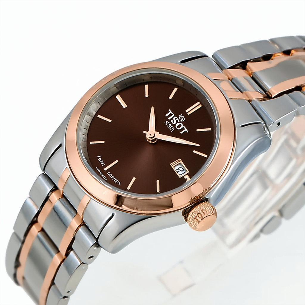 Tissot T-Classic Automatic Brown Dial Two-tone Ladies Watch T0872075529700