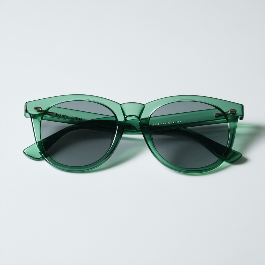 Limited Edition Tranluscent Folding Compact Pocket Horn Rimmed Sunglasses (Green)
