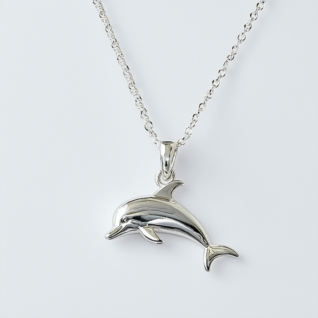 Amazon Collection Sterling Silver Dolphin Pendant Necklace, 18"