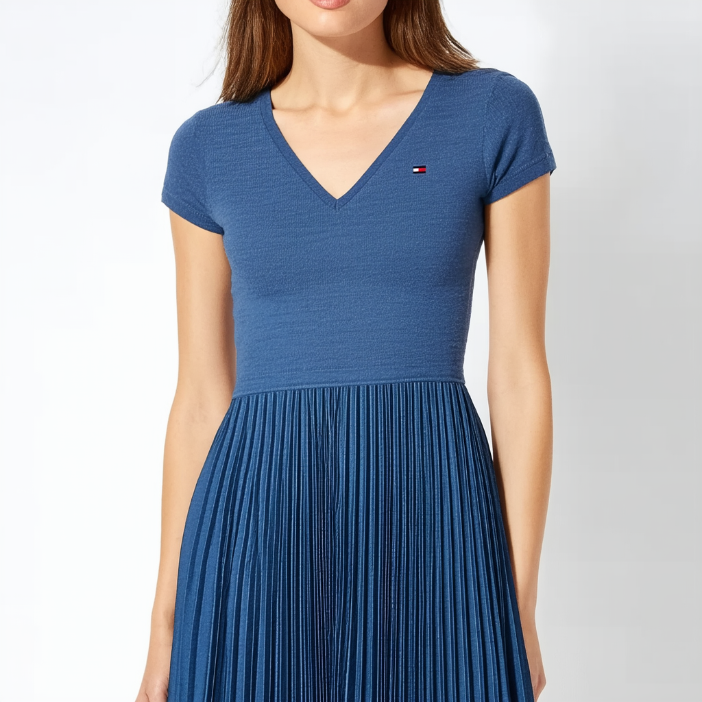 Tommy Hilfiger Women's V-Neck Pleated Midi