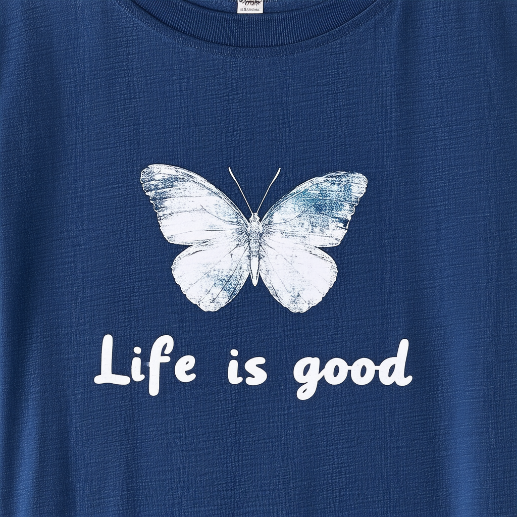 Life is Good Women's Crusher Scoop Butterfly Wtrclr Dstblu T-Shirt, Darkest Blue, Small