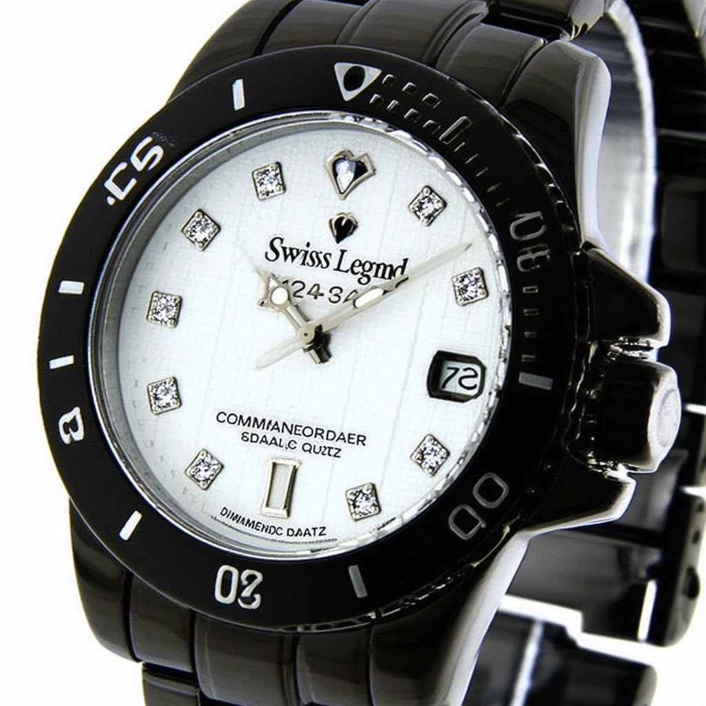 Swiss Legend Women's 10128-01-SA Commander Diamonds Analog Display Swiss Quartz Black Watch