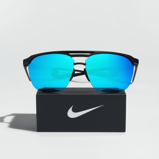 Nike Sunglasses - MDL. 250 / Frame: Matte Black/ Neon Turquoise Lens: Blue Gradient