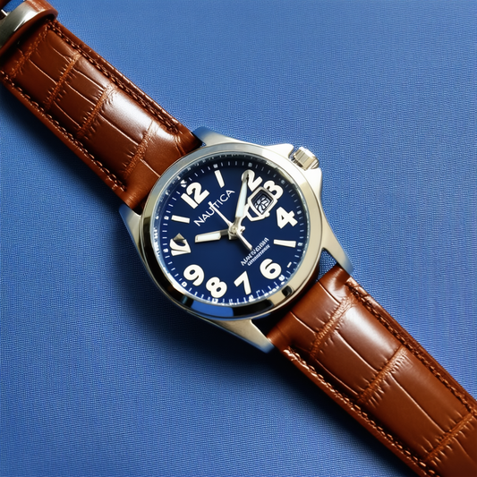 Nautica Women's N13007M NCT 500 Date Brown Leather Watch