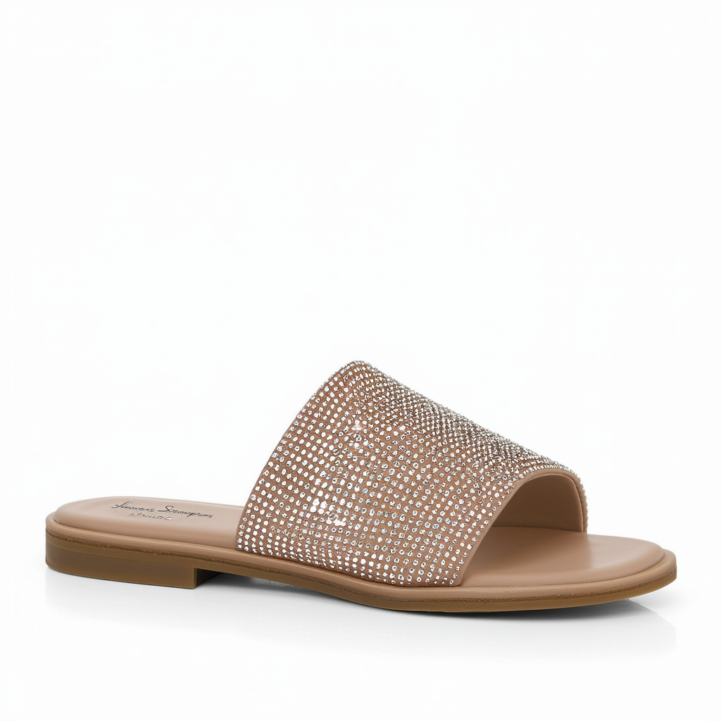 Jessica Simpson Womens Rowine Rhinestone Slip On Slide Sandals