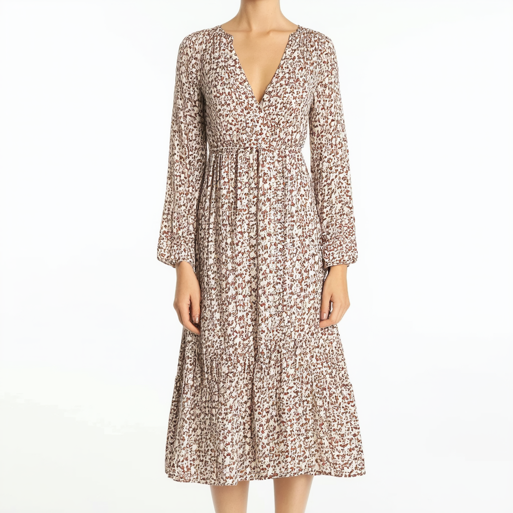 Lucky Brand Women's Ryan Long Sleeve Midi Dress