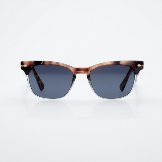 Modern Super Flat-Top Wide Temple Horn Rimmed Sunglasses 55mm