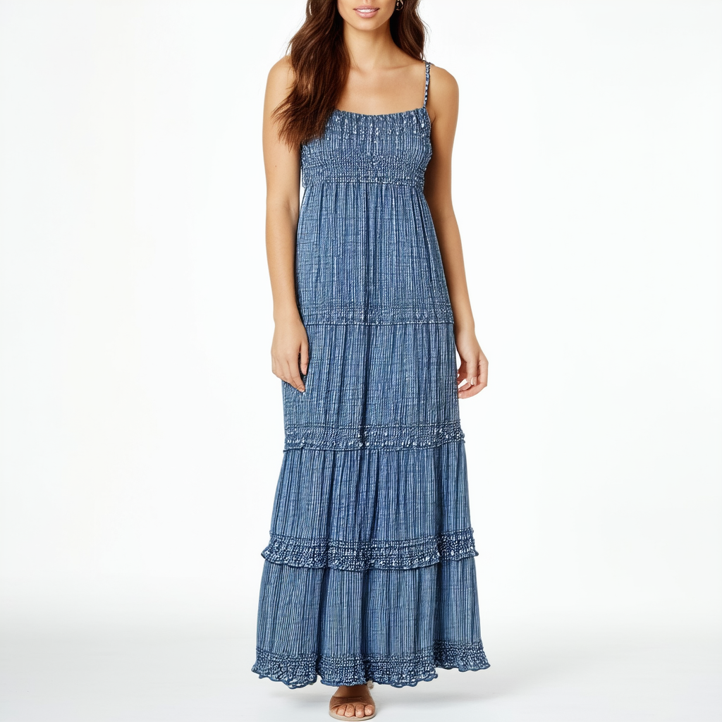 Jessica Simpson Women's Katie Ruffle Trim Three Tier Maxi Dress