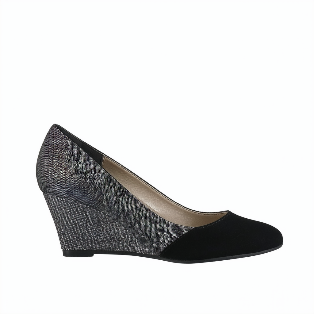Anne Klein Sport Women's Flinn Fb Wedge Pump,Black/Grey Multi/Pewter,10 M US