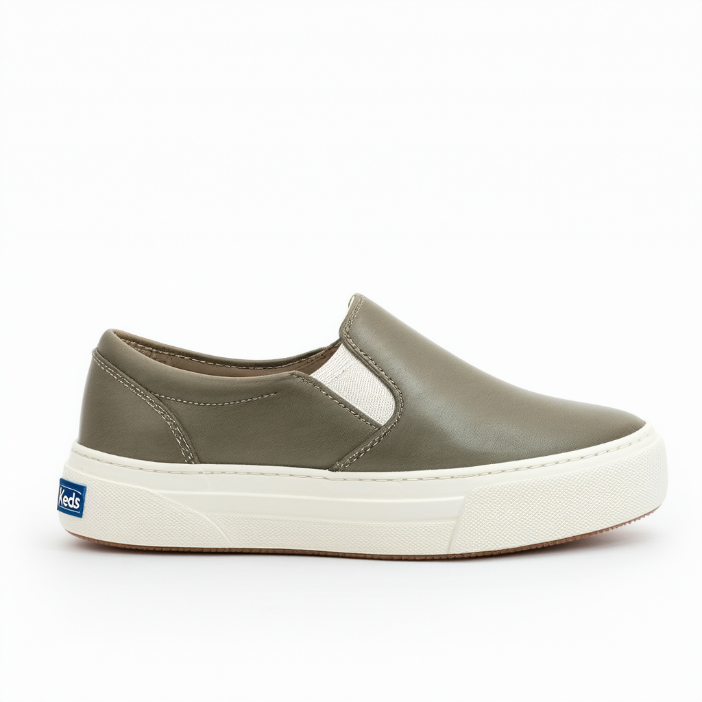 Keds Women's Jump Kick Leather Slip on Sneaker