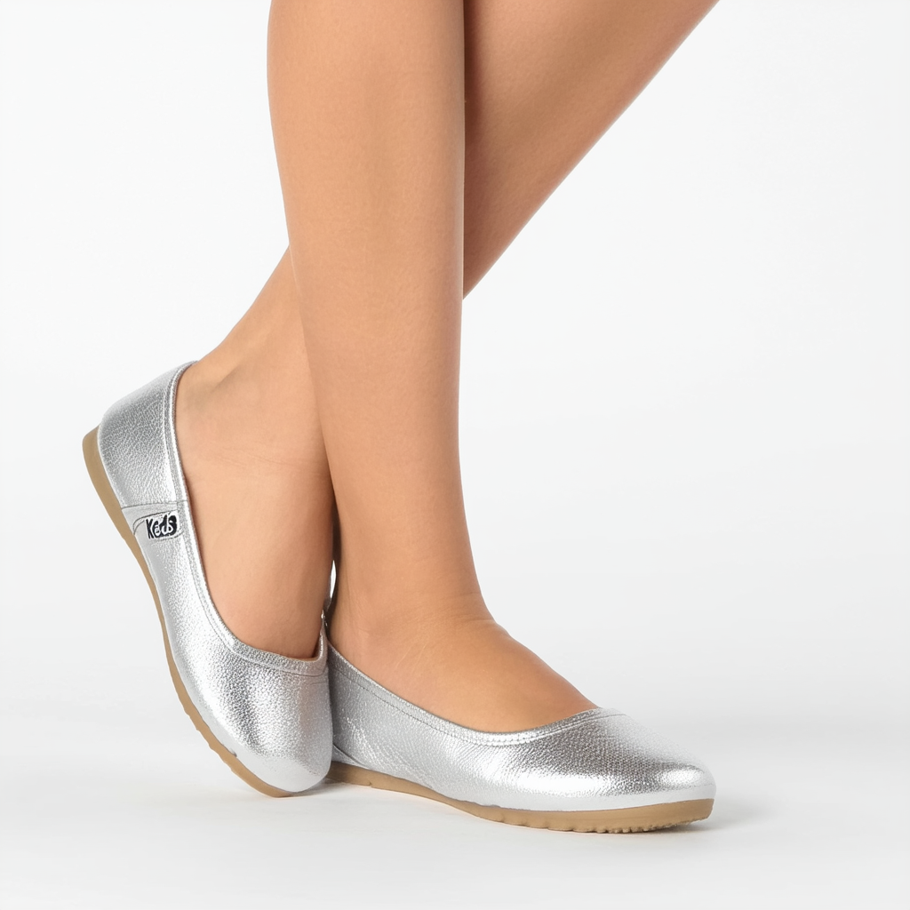 Keds Women's Harmony Ballet Flat,Silver,5 M US