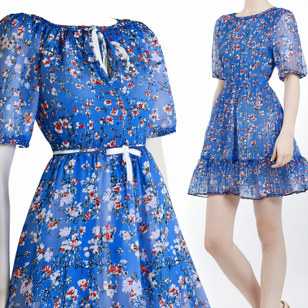 Tommy Hilfiger Womens Chiffon Floral Fit & Flare Dress