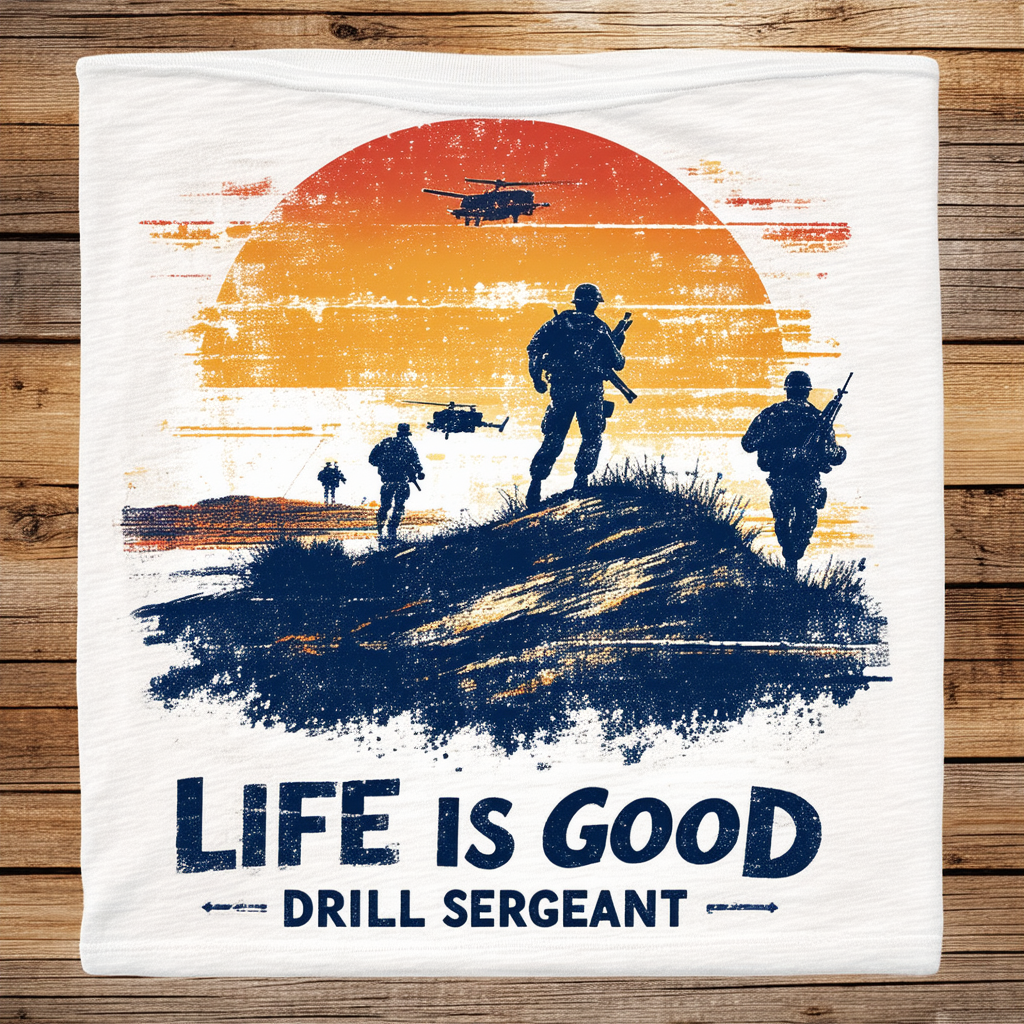 Life is Good Mens Drill Sergeant Vintage Graphic T-Shirts