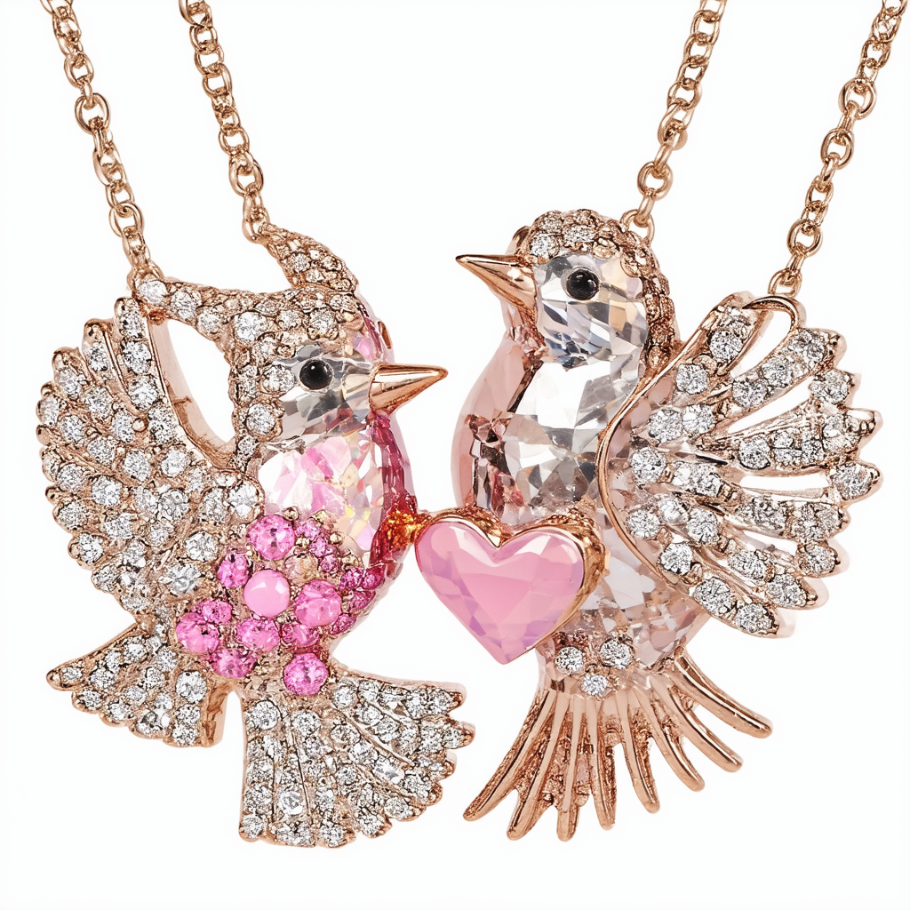 Betsey Johnson "Iconic Love Bird Heart and Bird Illusion Necklace