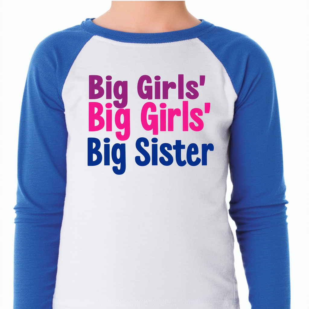 Threadrock Big Girls' Big Sister Typography Youth Long Sleeve T-Shirt