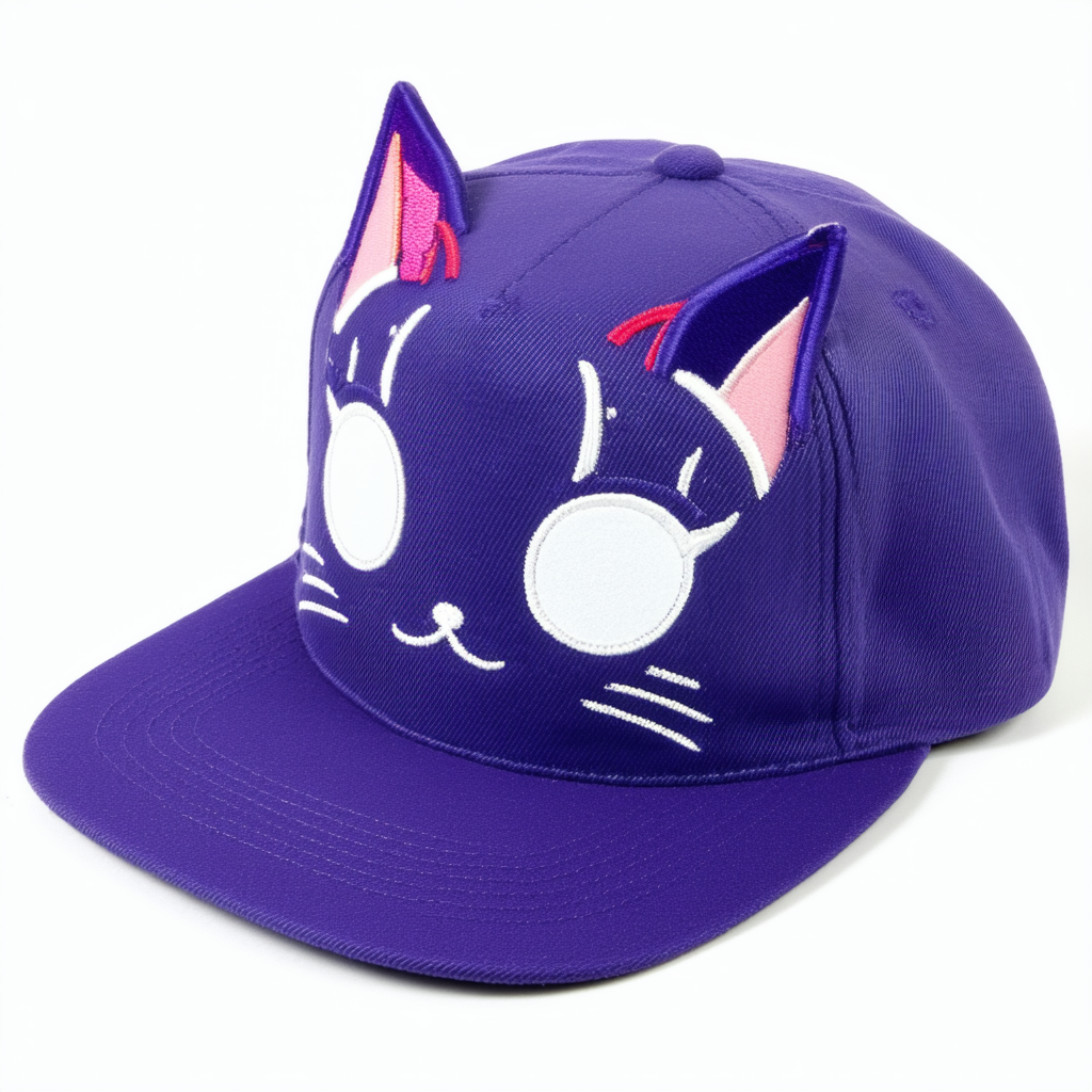 Sailor Moon Luna Cat Face Snapback Hat Violet