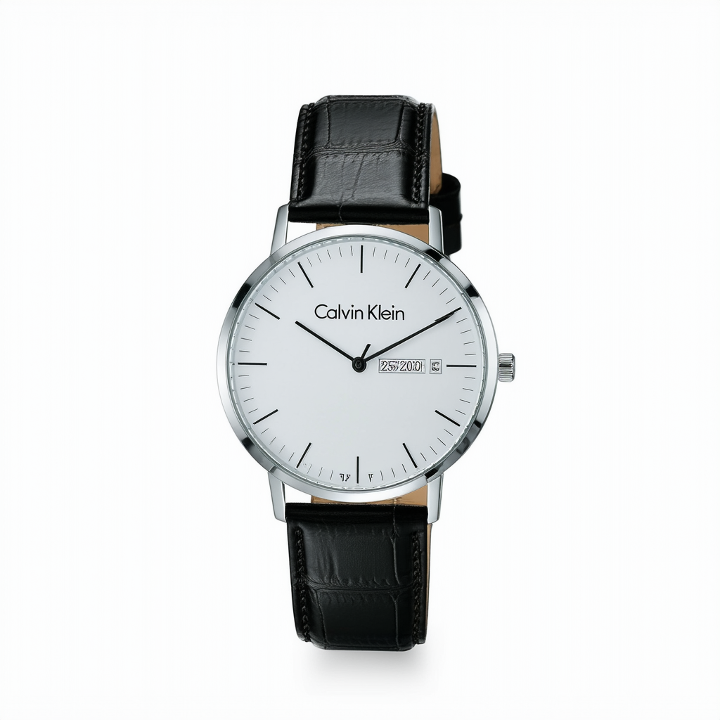 Calvin Klein Men's Quartz Stainless Steel and Leather Strap Watch, Color: Black (Model: 25200050)