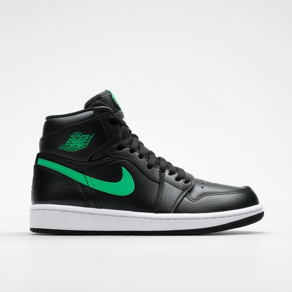 Nike Jordan Kids Air Jordan 1 Retro High GG Black/Ghst Green/White/Ultrvlt Basketball Shoe 6 Kids US