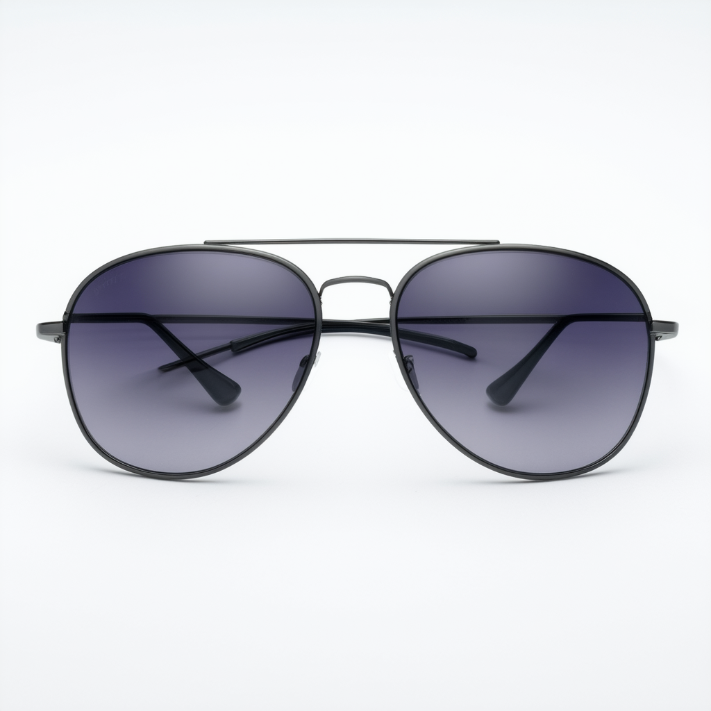 Modern Keyhole Nose Bridge Horn Rimmed Metal Temple Aviator Sunglasses 53mm