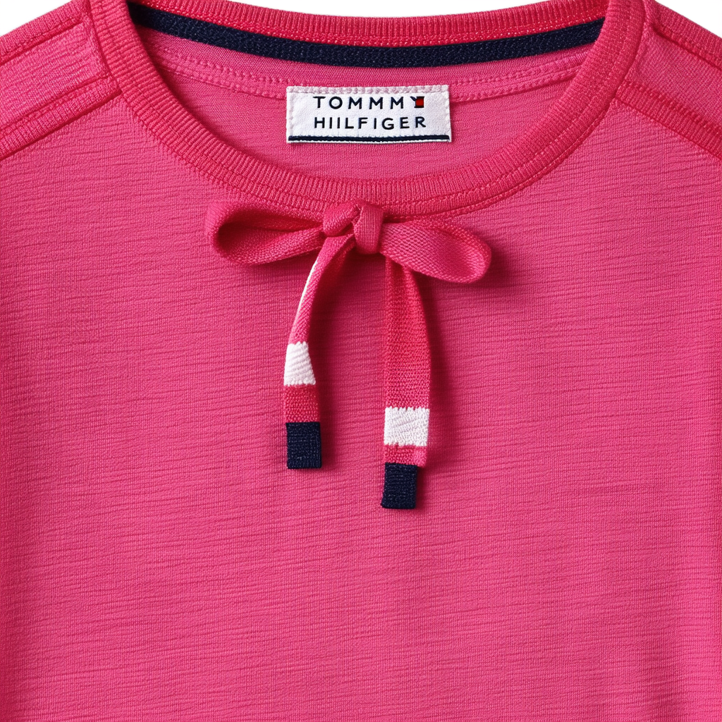 Tommy Hilfiger Girls' Adaptive Tie Front T Shirt with Velcro Brand Closure at Shoulders