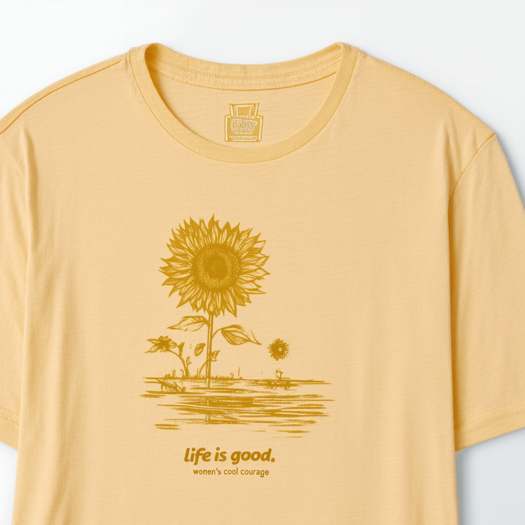 Life is good Women's Cool Liquid Courage T-Shirt (Sunflower Gold)